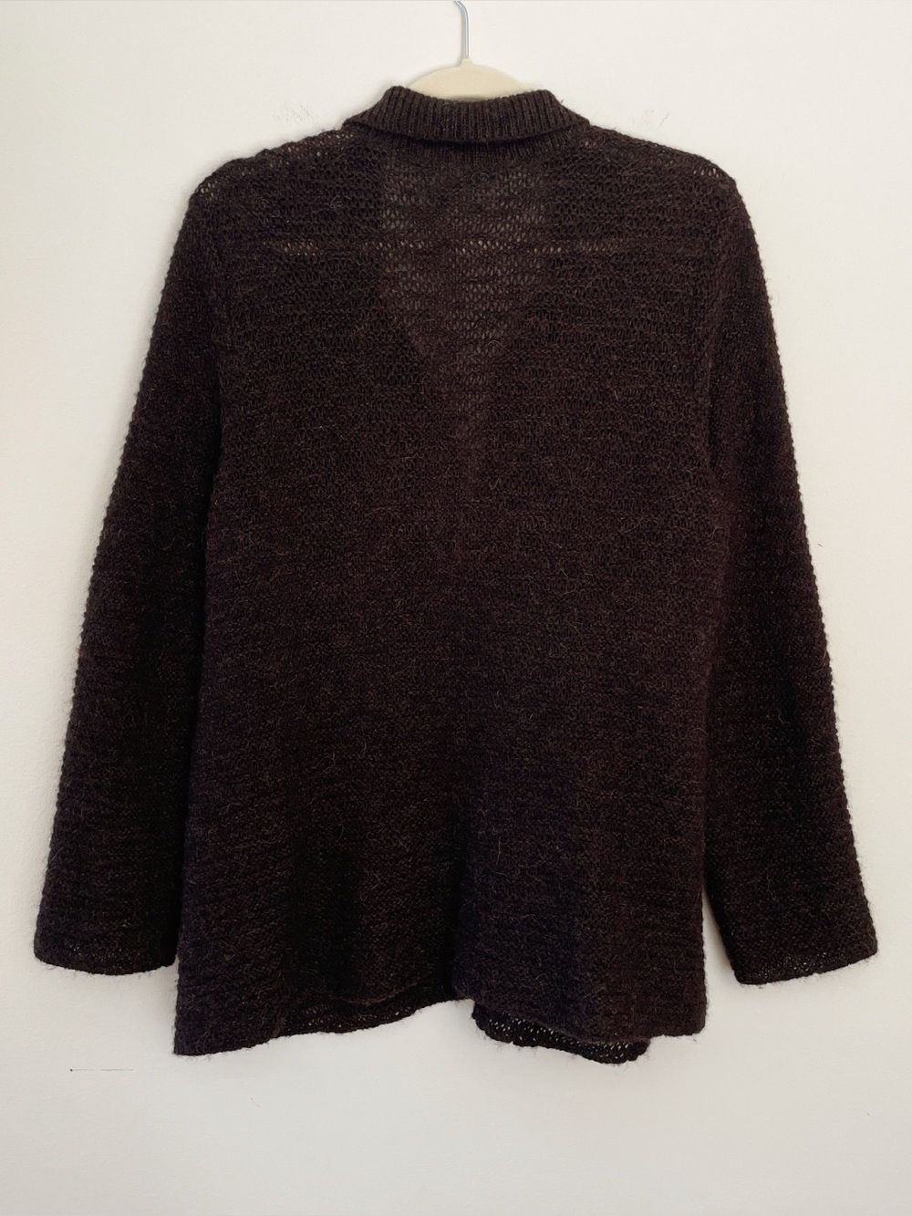Eileen Fisher 100% Baby Alpaca Wool Knit Cardigan Sweater Womens Large Chocolate - Picture 3 of 11